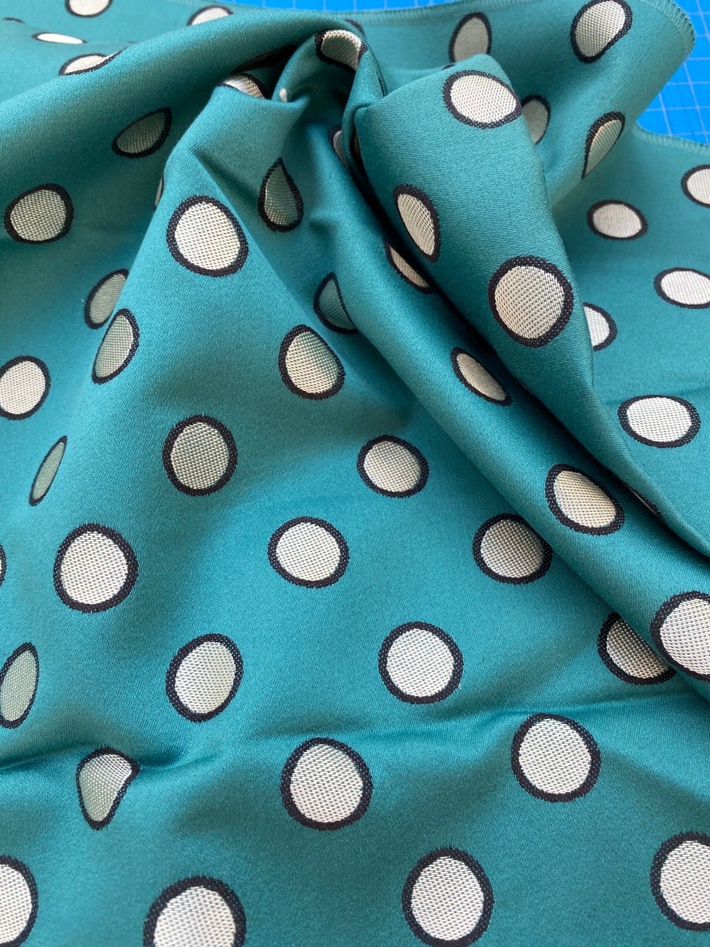 14 Berkbox89 Square Jacquard by Lelievre Paris Coquin Petrole Green Black White Dot Circle MSRP USD300+/y