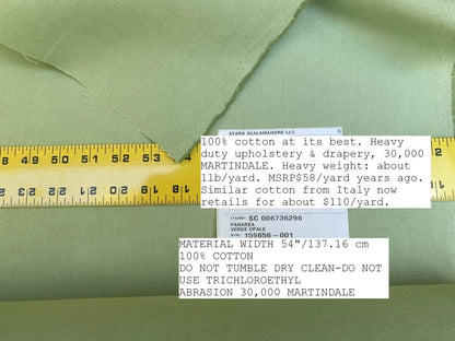 Scalamandre  Panarea Verde Opale Cotton Canvas Heavy Duty Green Light MSRP USD 58/Yard