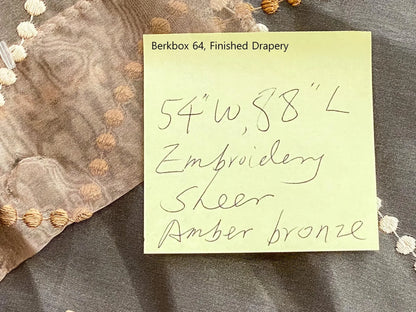7 Berkbox64 Finished Drapery 2.4yard Scalamandre Embroidery Sheer Amber Bronze