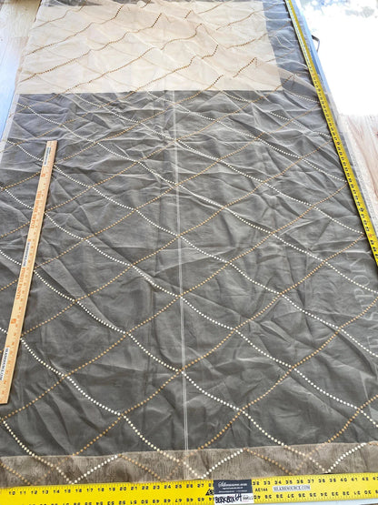 7 Berkbox64 Finished Drapery 2.4yard Scalamandre Embroidery Sheer Amber Bronze