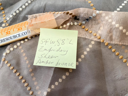7 Berkbox64 Finished Drapery 2.4yard Scalamandre Embroidery Sheer Amber Bronze