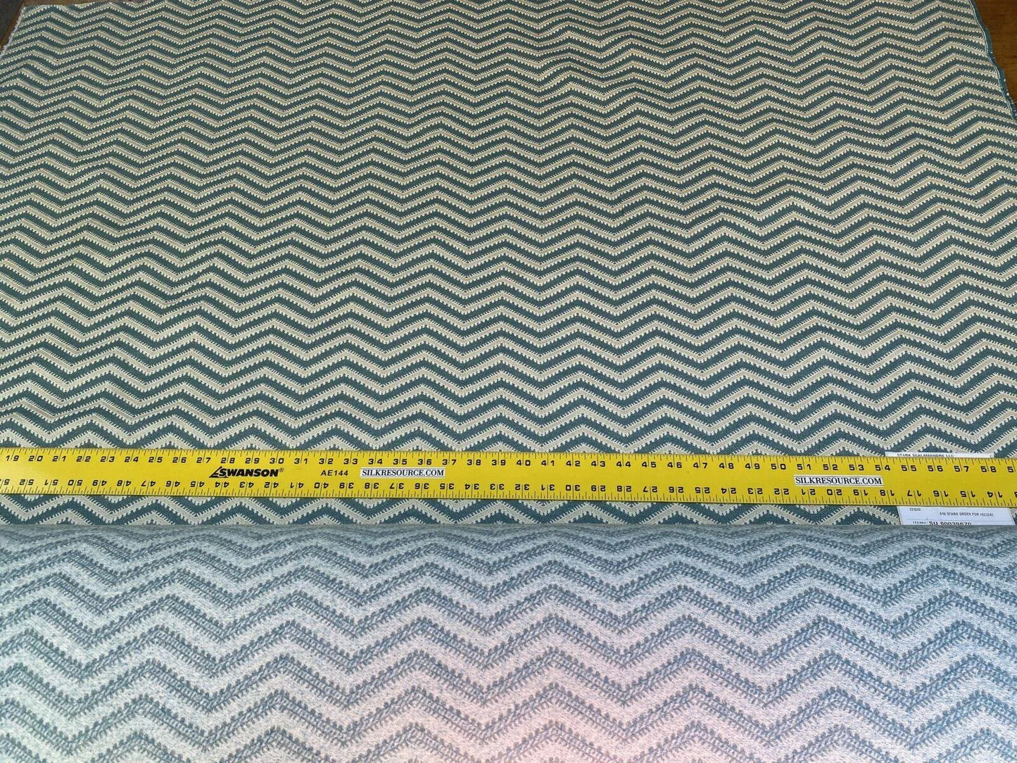 Scalamandre Brushed Chevron Turquoise Blue Green Cotton Jacquard Herringbone Reversible MSRP USD 188/Y