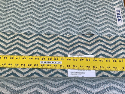 Scalamandre Brushed Chevron Turquoise Blue Green Cotton Jacquard Herringbone Reversible MSRP USD 188/Y