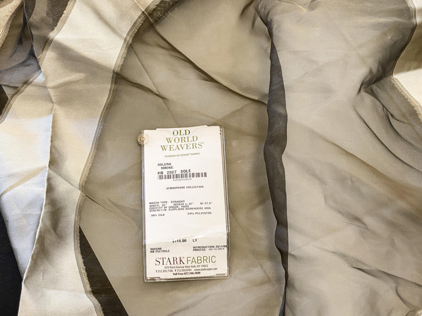 8 Berkbox64 Finished Drapery 2.4yard Scalamandre SOLERA SMOKE Dark Gray Sheer