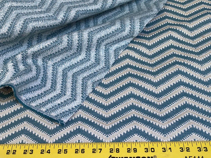 Scalamandre Brushed Chevron Turquoise Blue Green Cotton Jacquard Herringbone Reversible MSRP USD 188/Y