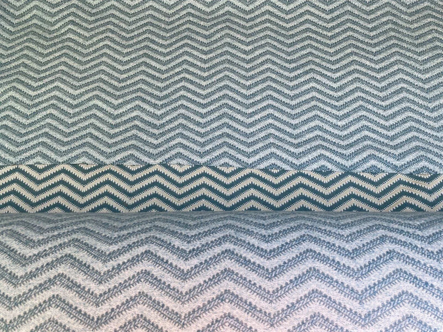 Scalamandre Brushed Chevron Turquoise Blue Green Cotton Jacquard Herringbone Reversible MSRP USD 188/Y
