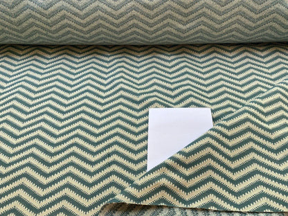 Scalamandre Brushed Chevron Turquoise Blue Green Cotton Jacquard Herringbone Reversible MSRP USD 188/Y