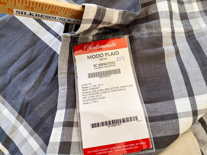 9 Berkbox64 Finished Drapery 2.4yard Scalamandre MODO PLAID EBONY Brown and White