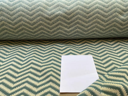 Scalamandre Brushed Chevron Turquoise Blue Green Cotton Jacquard Herringbone Reversible MSRP USD 188/Y