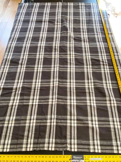 9 Berkbox64 Finished Drapery 2.4yard Scalamandre MODO PLAID EBONY Brown and White