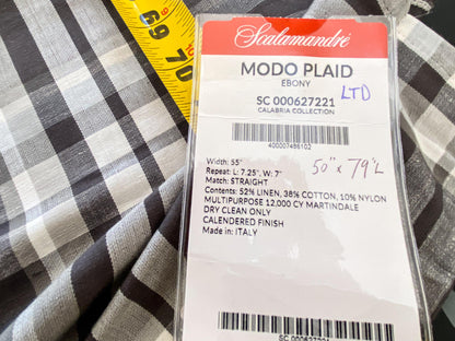 9 Berkbox64 Finished Drapery 2.4yard Scalamandre MODO PLAID EBONY Brown and White