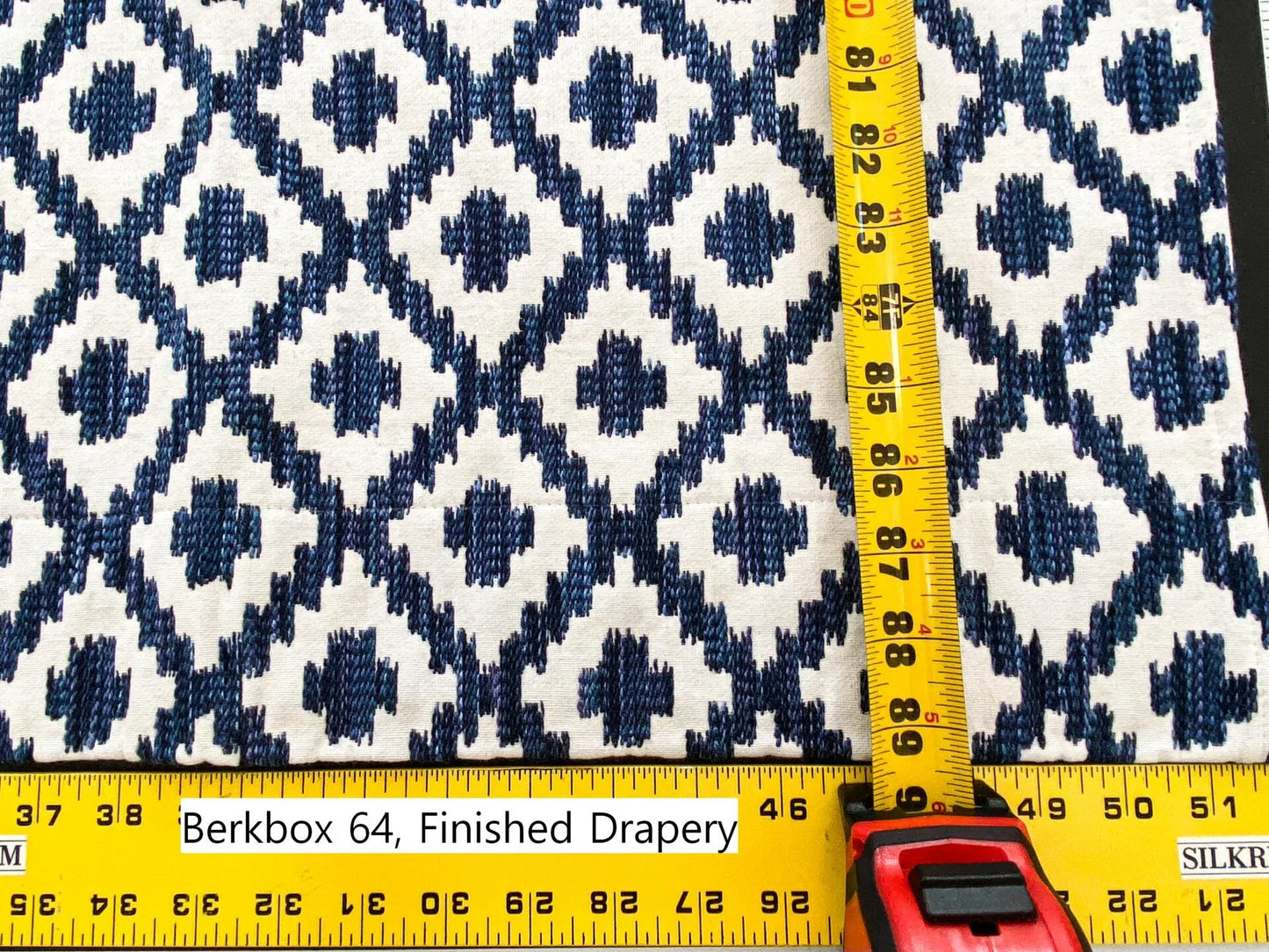 10 Berkbox64 Finished Drapery 2.4yard Scalamandre MALAY IKAT WEAVE INDIGO Jacquard Blue and White
