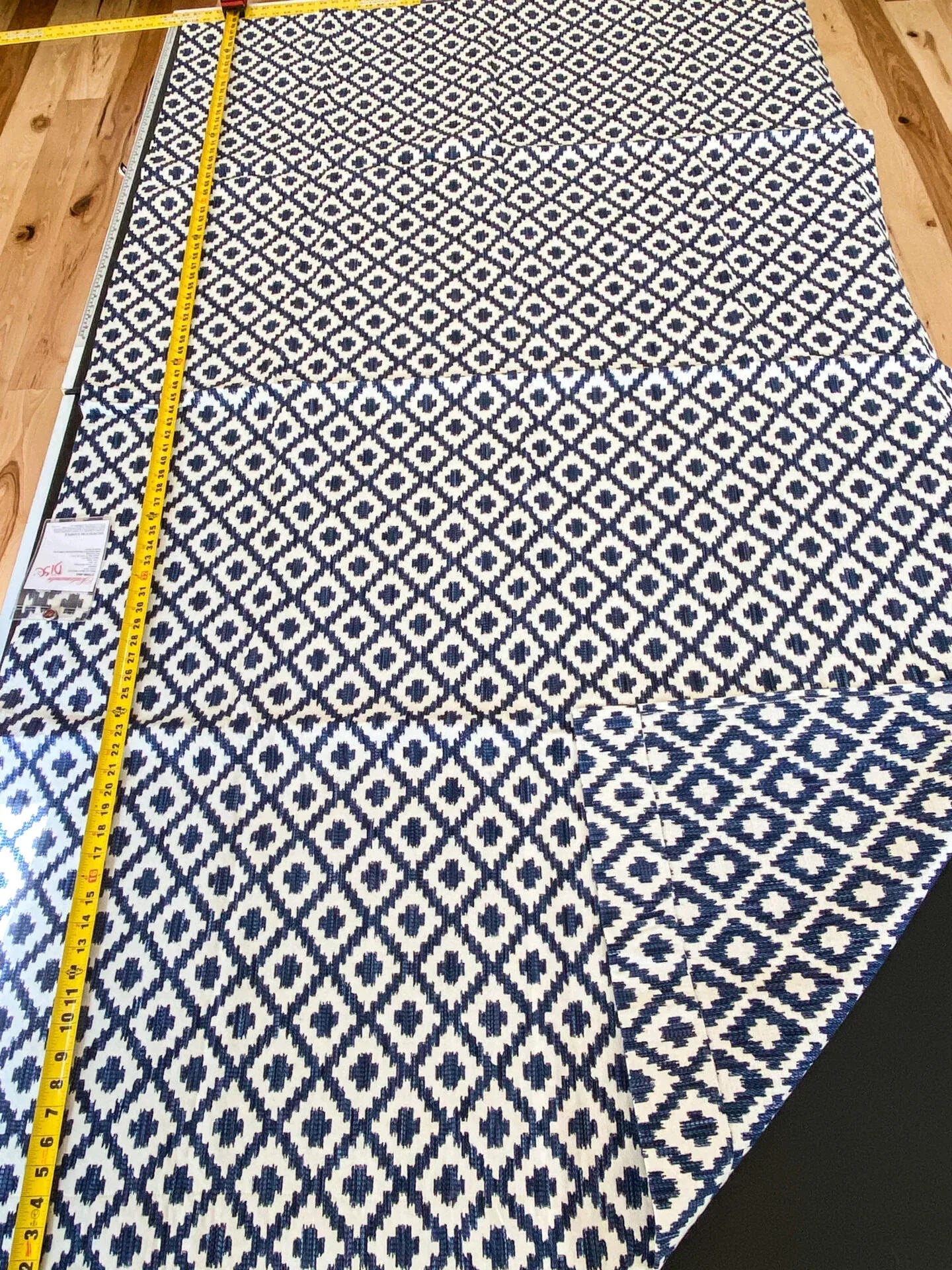 10 Berkbox64 Finished Drapery 2.4yard Scalamandre MALAY IKAT WEAVE INDIGO Jacquard Blue and White