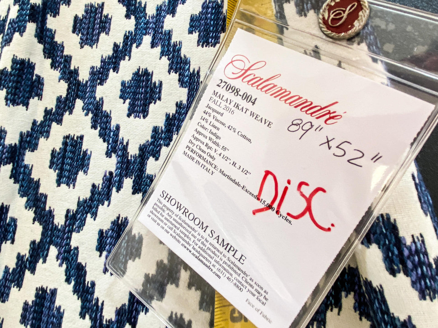 10 Berkbox64 Finished Drapery 2.4yard Scalamandre MALAY IKAT WEAVE INDIGO Jacquard Blue and White