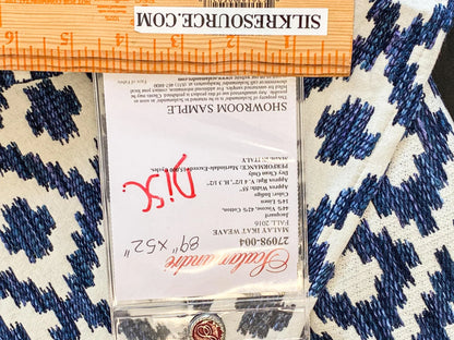 10 Berkbox64 Finished Drapery 2.4yard Scalamandre MALAY IKAT WEAVE INDIGO Jacquard Blue and White