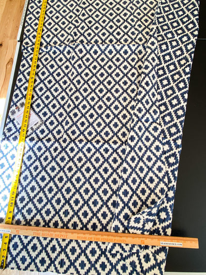 10 Berkbox64 Finished Drapery 2.4yard Scalamandre MALAY IKAT WEAVE INDIGO Jacquard Blue and White