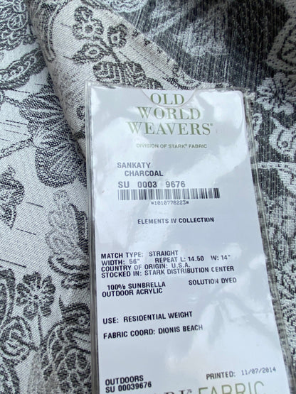 2 Berkbox90 Square Jacquard by Old World Weavers Sankaty Charcoal Dune Gray Orange White Bird Flower Chinoiserie Folklore MSRP USD183/y