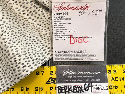 11 Berkbox64 Finished Drapery 2.4yard Scalamandre RAINDROP GRAPHITE Jacquard MSRP USD 398/y