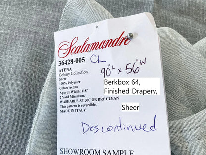 12 Berkbox64 Finished Drapery 2.5yard Scalamandre ATENA Aqua Sheer Polyester White