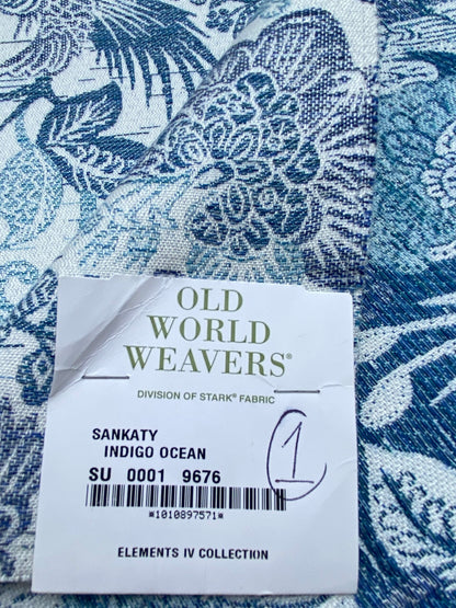 4 Berkbox90 Square Jacquard by Old World Weavers Sankaty Indigo Ocean Blue White Bird Flower Chinoiserie Folklore MSRP USD183/y