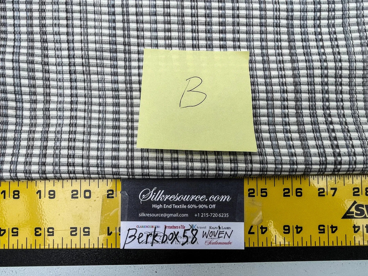 11 Berkbox58 1.2yard Scalamandre MAGPIE Graphite Jacquard Black Plaid Check MSRP USD214/y