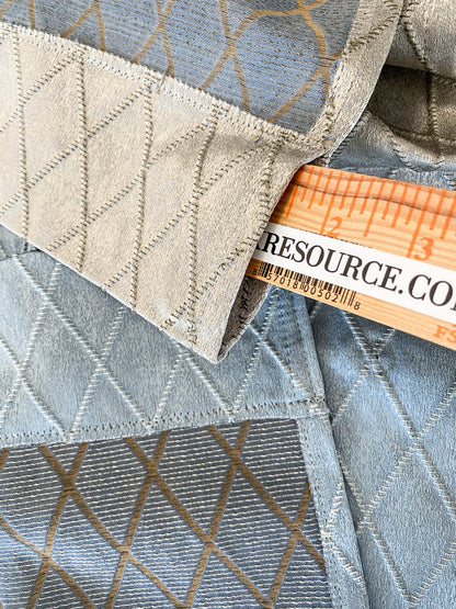 13 Berkbox64 Finished Drapery 2.4yard "2 Pieces &amp; 2 Colorways" Scalamandre DIAMOND WEAVE Bluestone and Pewter Jacquard MSRP USD316/y