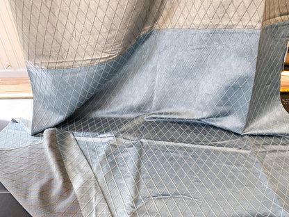 13 Berkbox64 Finished Drapery 2.4yard "2 Pieces &amp; 2 Colorways" Scalamandre DIAMOND WEAVE Bluestone and Pewter Jacquard MSRP USD316/y