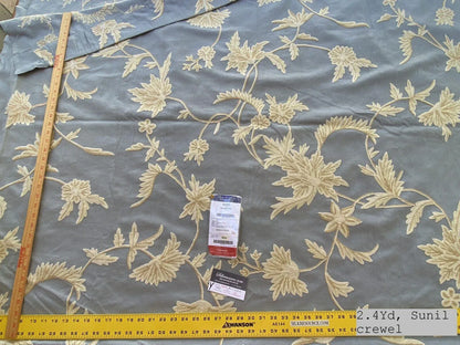 3 Boxy Scalamandre 2.4 Yards Sunil Wool Embroidery Hand Made “bay” Blue MSRP USD 272Y