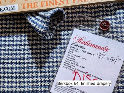 14 Berkbox64 Finished Drapery 2.4yard Scalamandre BANBURY STRIE CHECK Indigo MSRP USD264/y
