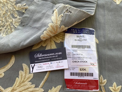 3 Boxy Scalamandre 2.4 Yards Sunil Wool Embroidery Hand Made “bay” Blue MSRP USD 272Y