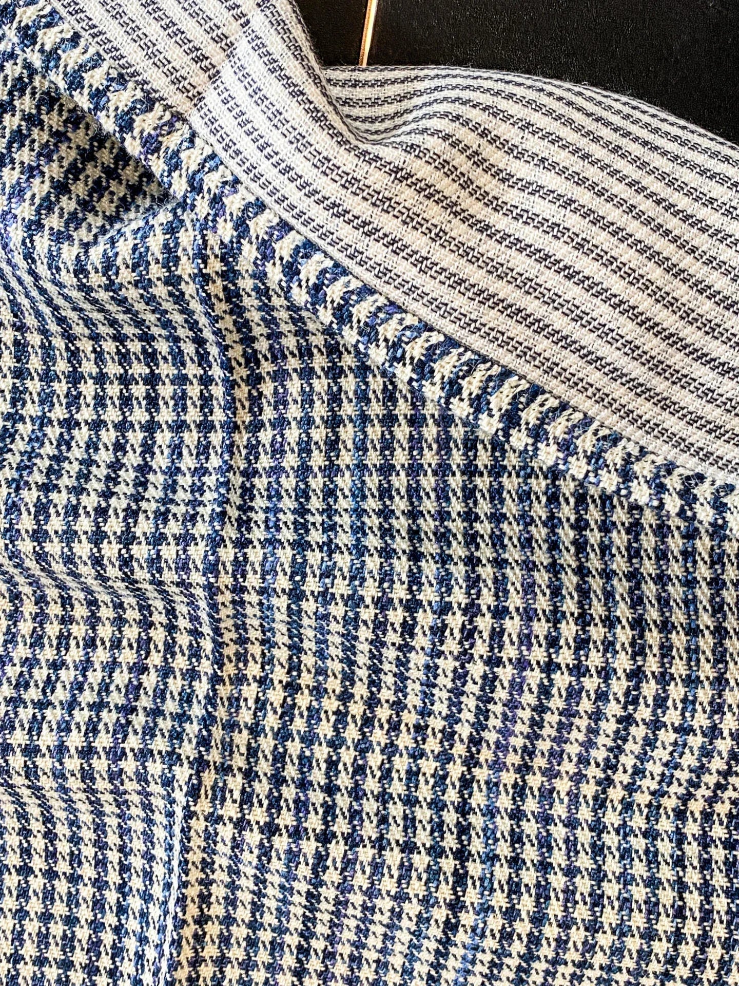 14 Berkbox64 Finished Drapery 2.4yard Scalamandre BANBURY STRIE CHECK Indigo MSRP USD264/y