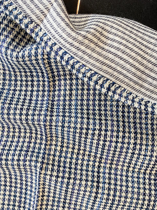 14 Berkbox64 Finished Drapery 2.4yard Scalamandre BANBURY STRIE CHECK Indigo MSRP USD264/y