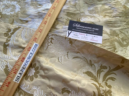 4 Boxy Scalamandre 2.4 Yards Allegra Lampas Ii Cream White Lampas Silk MSRP USD 796/Y