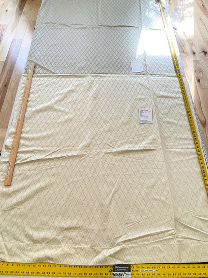 15 Berkbox64 Finished Drapery 2.4yard "2 Pieces &amp; 2 Colorways" Scalamandre DIAMOND WEAVE Putty and Ivory Jacquard MSRP USD316/y