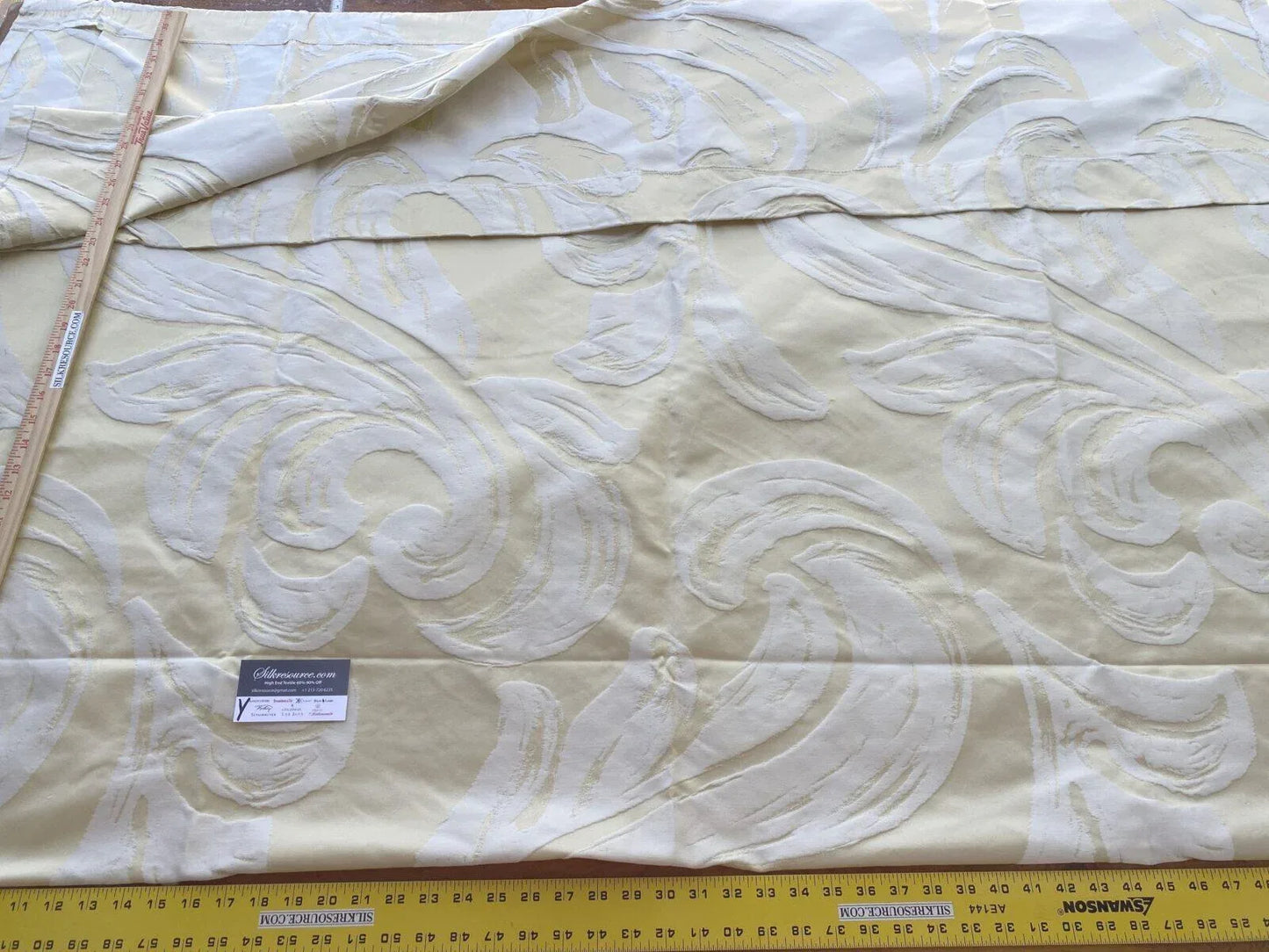 6 Boxy Scalamandre 2.4 Yards Duquette Meringue Yellow Fonthill Gold Old World Weavers Robust Silk Viscose Swirl Wave MSRP USD 284/y
