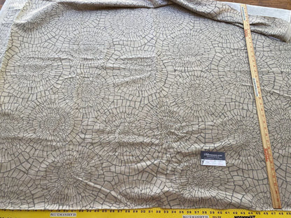 9 Boxy 1.2 Yards Scalamandre Dianthus Pewter Art Deco Medallion Gray Beige Cotton Linen