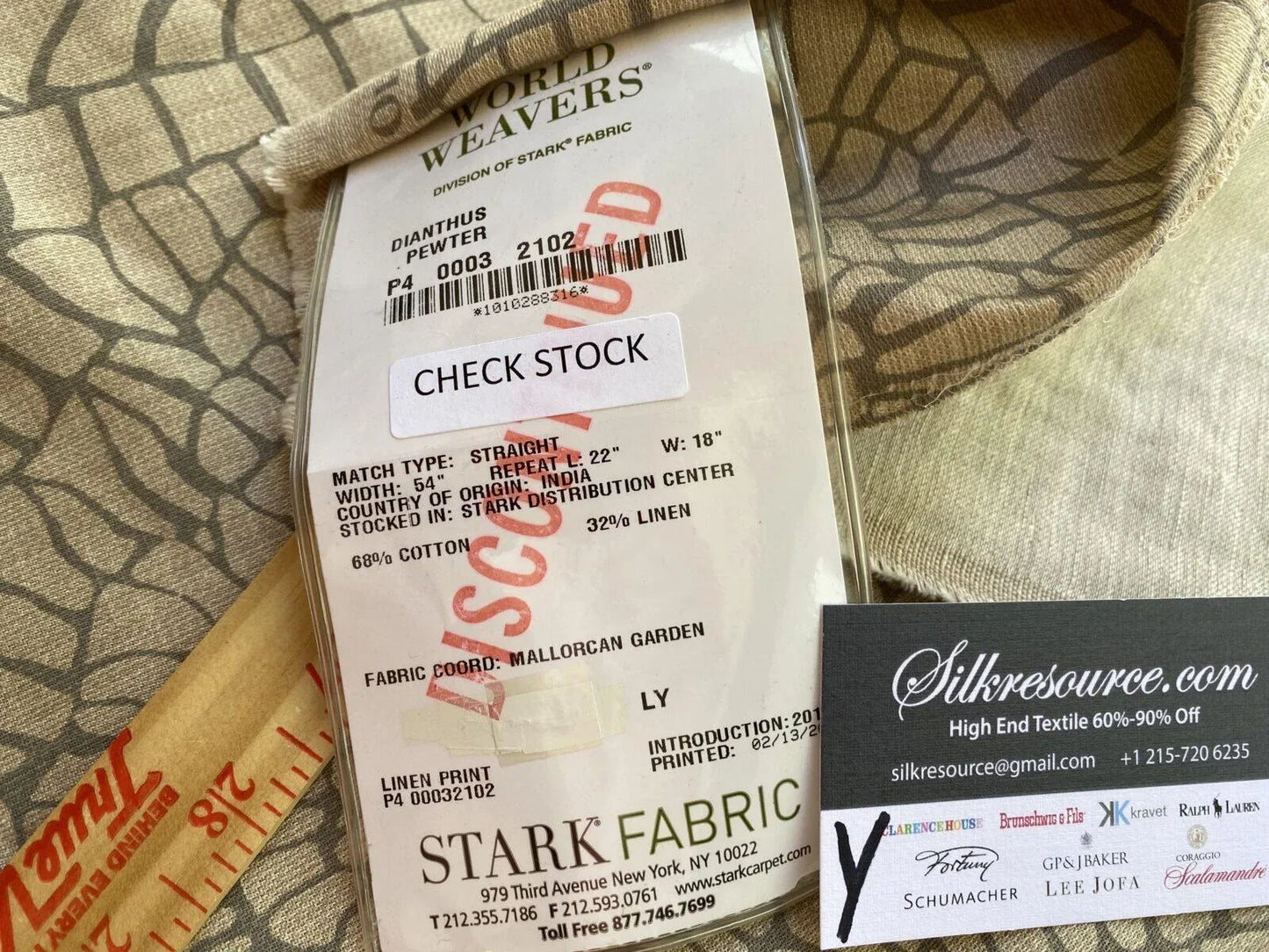 9 Boxy 1.2 Yards Scalamandre Dianthus Pewter Art Deco Medallion Gray Beige Cotton Linen