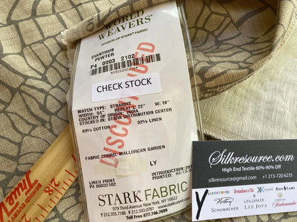 9 Boxy 1.2 Yards Scalamandre Dianthus Pewter Art Deco Medallion Gray Beige Cotton Linen