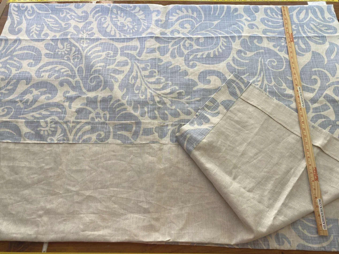 11 Boxy 2.4 Yards Scalamandre Grey Watkins Pamlico blue White Historic Botanical Foliage Linen MSRP USD656/y