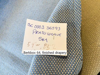 17 Berkbox64 Finished Drapery 2.4yard Scalamandre PRATO WEAVE SKY Blue Plains Texture MSRP USD206/y