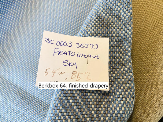 17 Berkbox64 Finished Drapery 2.4yard Scalamandre PRATO WEAVE SKY Blue Plains Texture MSRP USD206/y