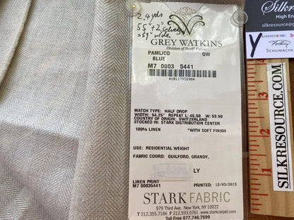 11 Boxy 2.4 Yards Scalamandre Grey Watkins Pamlico blue White Historic Botanical Foliage Linen MSRP USD656/y