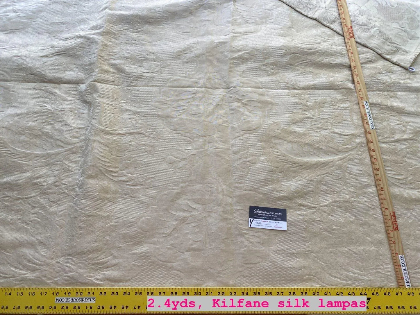 12 Boxy 2.4 Yards Scalamandre  Kilfane Beige Silk Damask