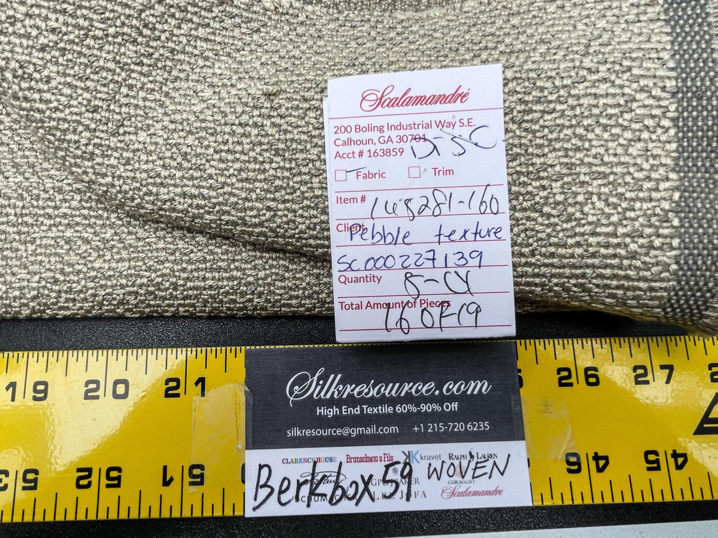 7 Berkbox59 4.6 yard Scalamandre Woven Pebble Texture Modern Luxury Gray