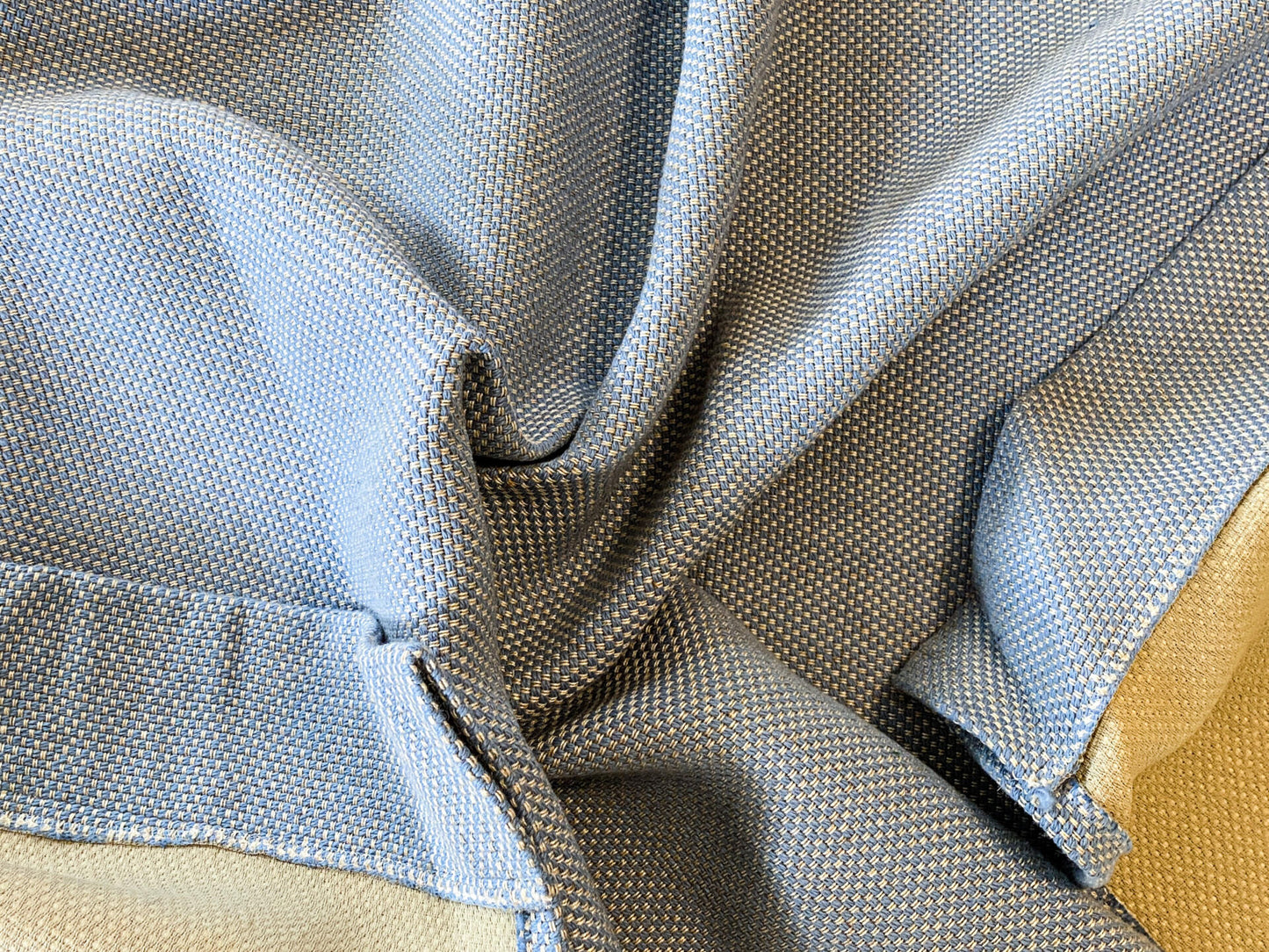 17 Berkbox64 Finished Drapery 2.4yard Scalamandre PRATO WEAVE SKY Blue Plains Texture MSRP USD206/y