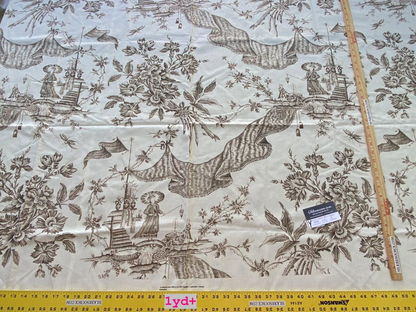14 Boxy Scalamandre 1.1 Yards Stories On Gray &amp; White Toile Chinoiserie Print