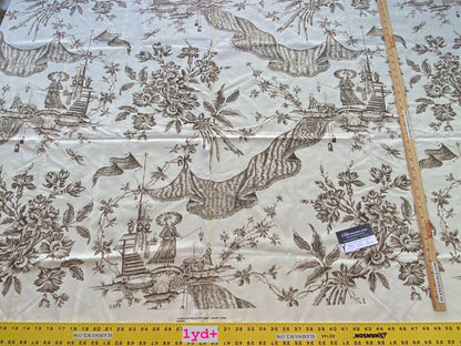 14 Boxy Scalamandre 1.1 Yards Stories On Gray &amp; White Toile Chinoiserie Print