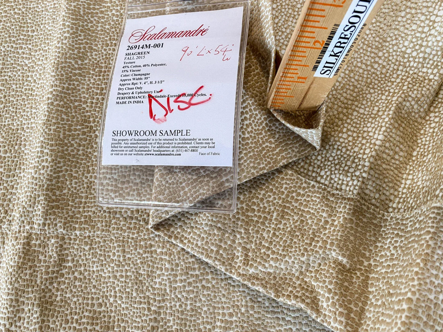 18 Berkbox64 Finished Drapery 2.5yard Scalamandre SHAGREEN Champagne Beige Animal Skin Small Scale MSRP USD250/y