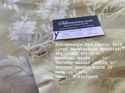 16 Boxy 1yard Scalamandre San Leucio Silk Linen Renaissance