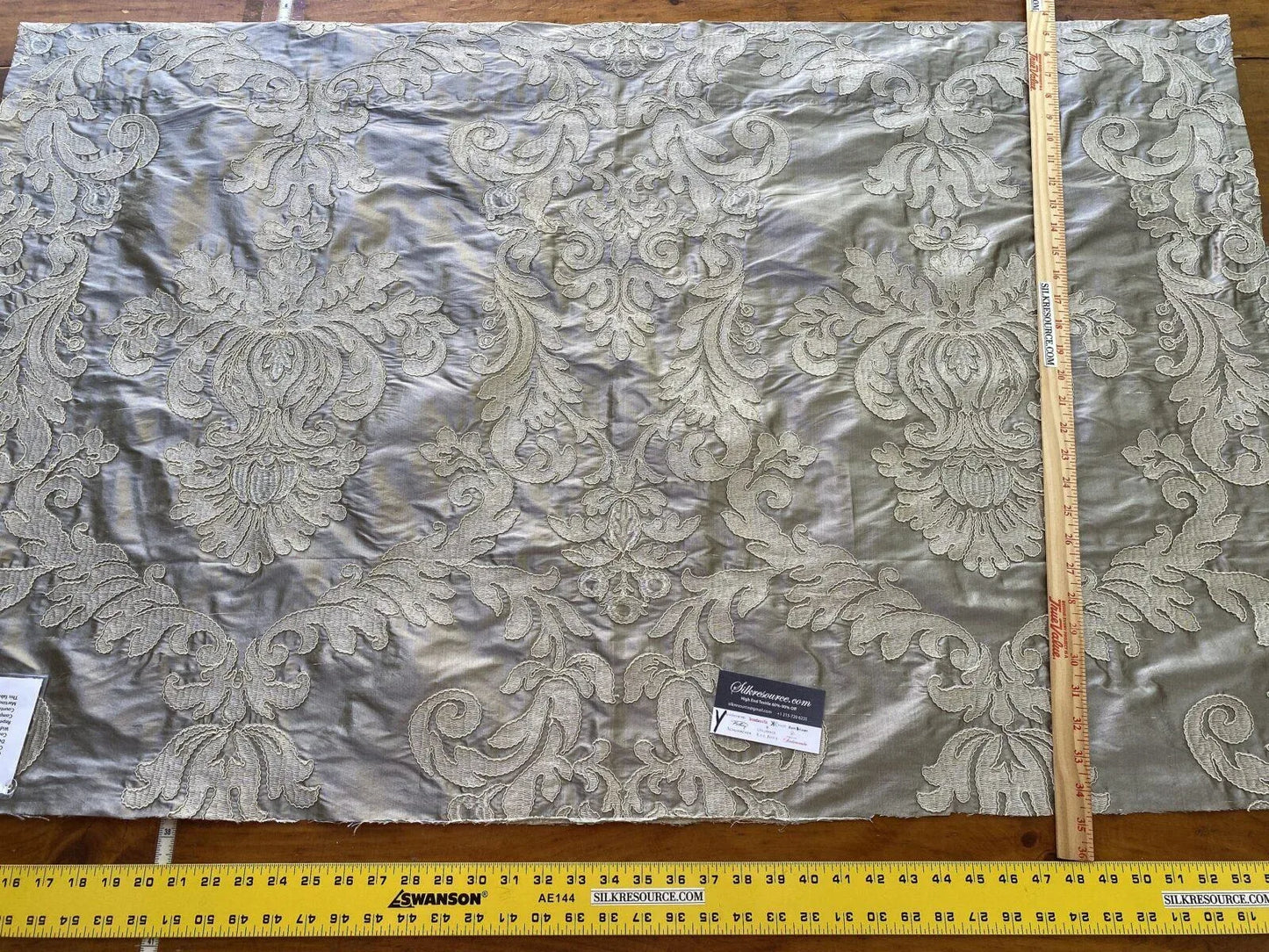 17 Boxy 32" x 54" wide Scalamandre James Hare Pimlico Snakeskin Gray Silk Embroidery